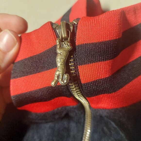 Le Tigre Mens L Black & Red Velour Embroidered Jacket - Picture 9 of 14